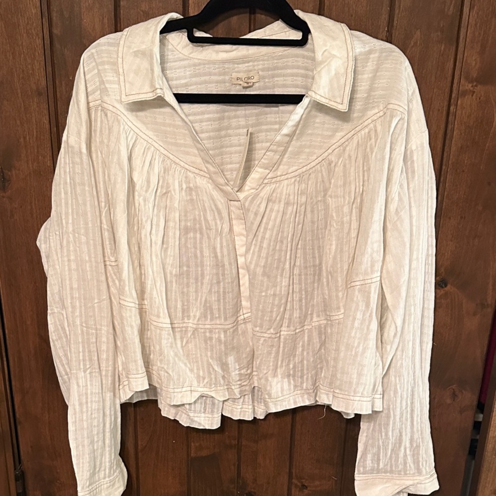 Pilcro Cream Textured Blouse